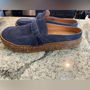 Navy Lucky Brand suede clogs